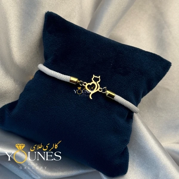 دستبند قلب و گربه طلا لیزری